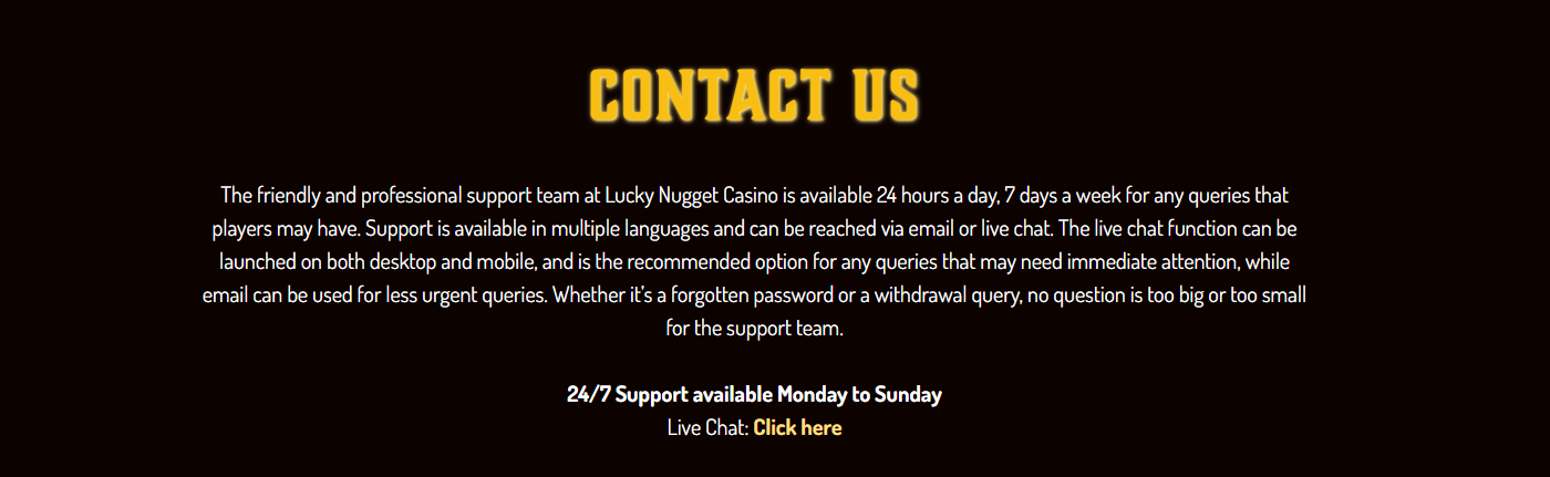 lucky nugget casino support