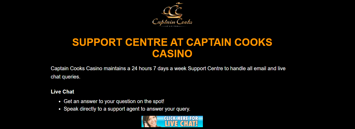 support centre at captain cooks casino