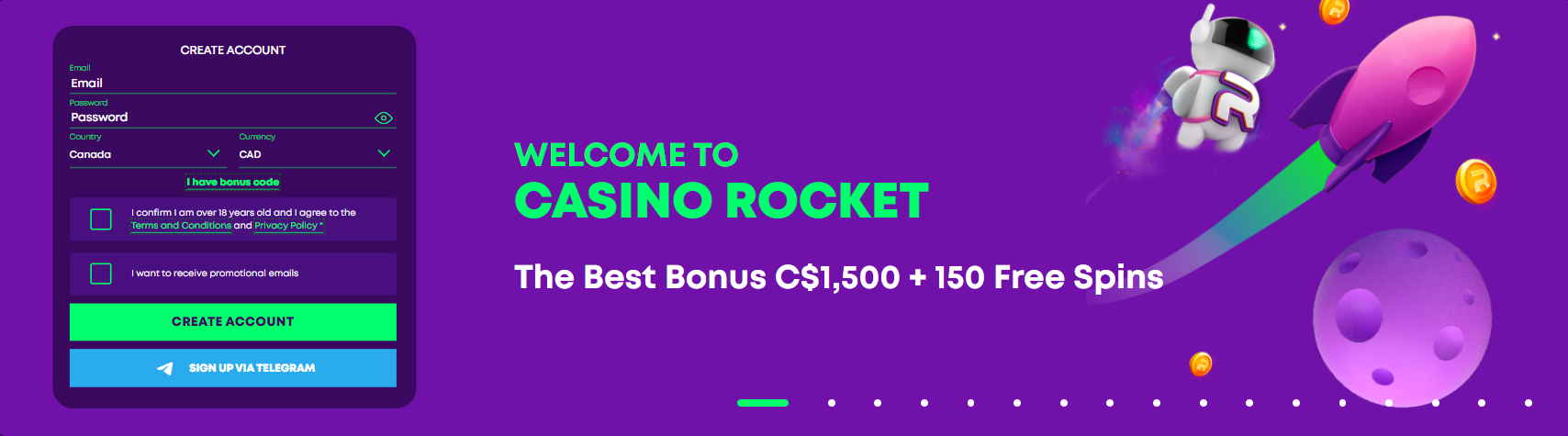 welcome bonus casino rocket