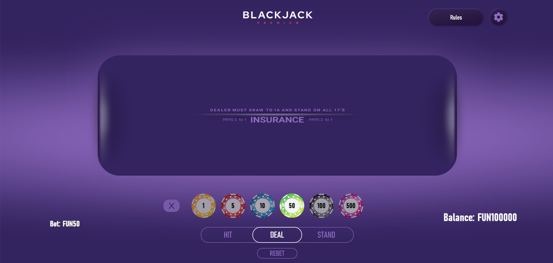 Blackjack Premium Single Deck