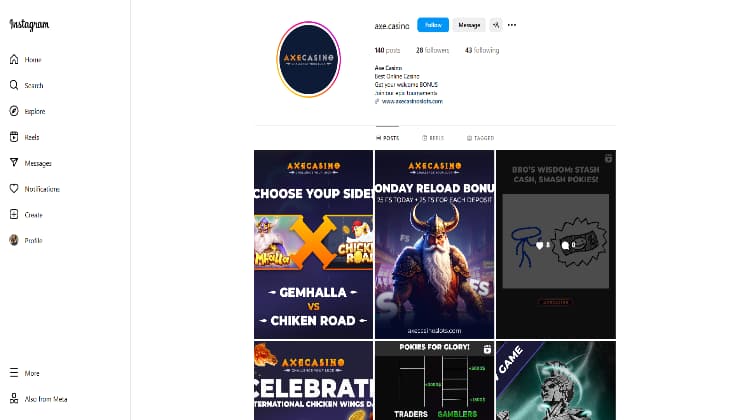 axe casino instagram