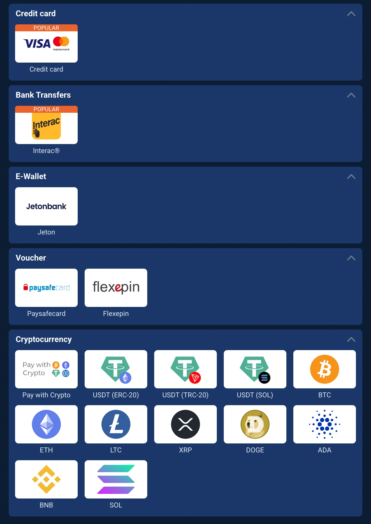 20bet payment methods