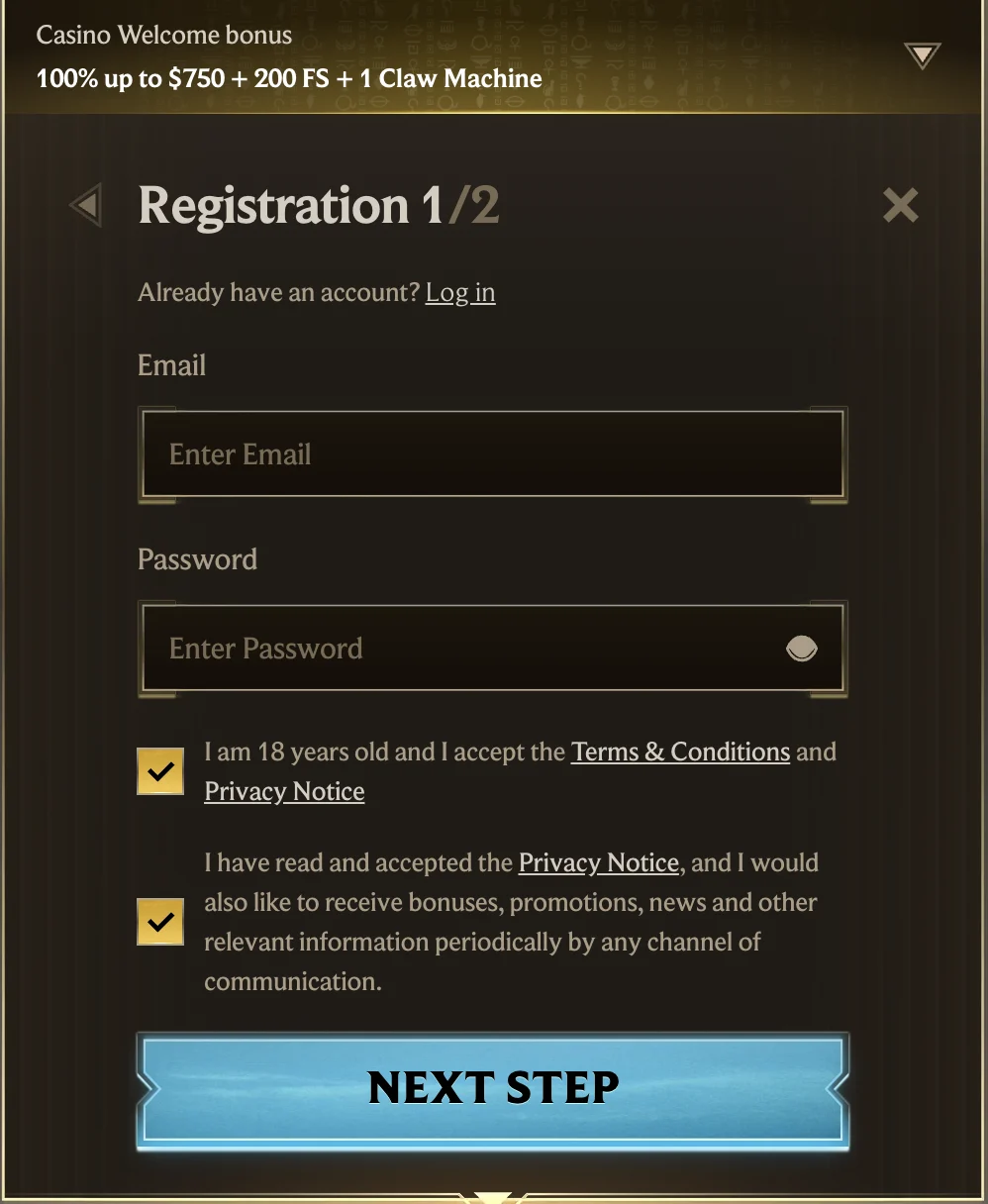 realz casino registration